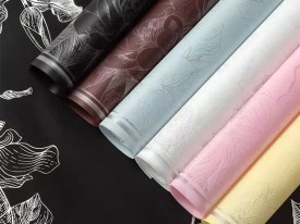 Papel coreano hojas y flores simil relieve